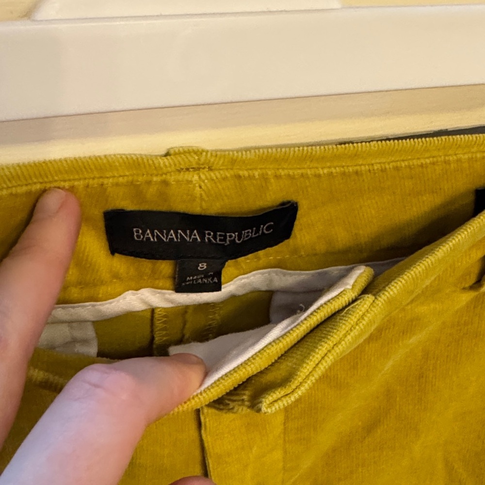 Banana Republic Avery Corduroy Pants Chartreuse Cropped Work Ankle Pants Size 8 - Picture 6 of 9